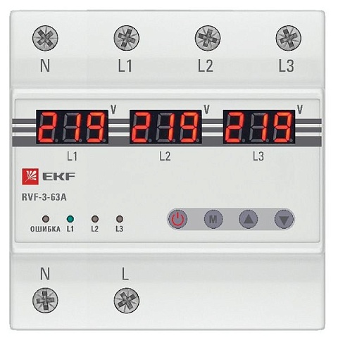EKF PROxima Реле выбора фаз с дисплеем RVF-3-63А