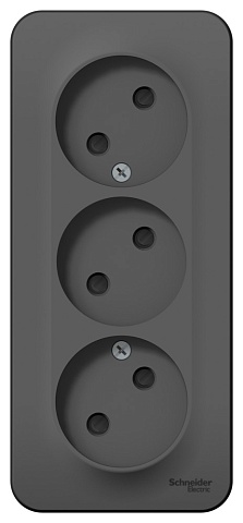 Systeme Electric Blanca наруж Антрацит Розетка 3-ая б/з со шторками 16А,250В, изолир. пластина