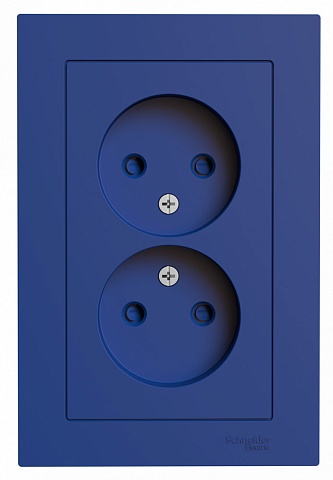 Systeme Electric AtlasDesign Аквамарин Розетка двойная б/з со шторками,16А, в сборе