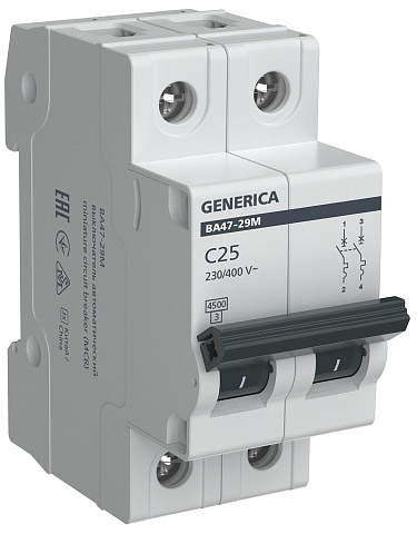 IEK GENERICA Авт. выкл. ВА47-29М 2P 25А 4,5кА C