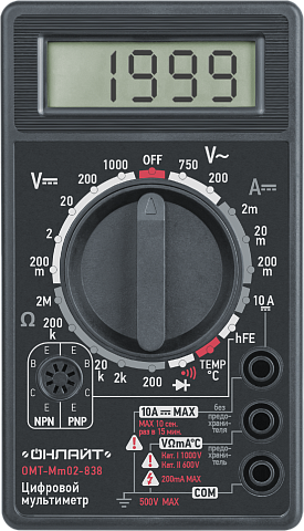 ОНЛАЙТ Мультиметр 82 973 OMT-Mm02-838 (838)