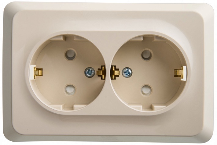 Systeme Electric Этюд Крем Розетка 2-ая с/з со шторками 16А 250B