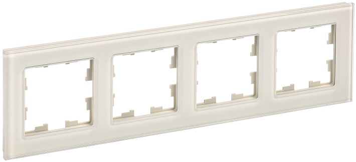 IEK BRITE DECOR Ванильный глянец стекло Рамка 4-м РУ-4-2-БрВа