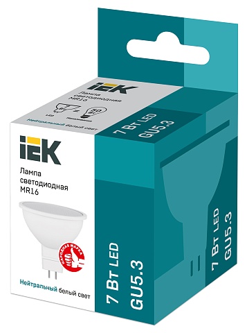 IEK Лампа светодиодная ECO MR16 софит 7Вт 230В 4000К GU5.3