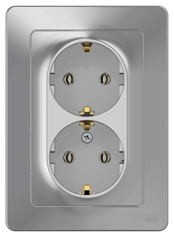 Systeme Electric Blanca внутр Алюминий Розетка 2-ая с/з без шторок, 16А, 250В