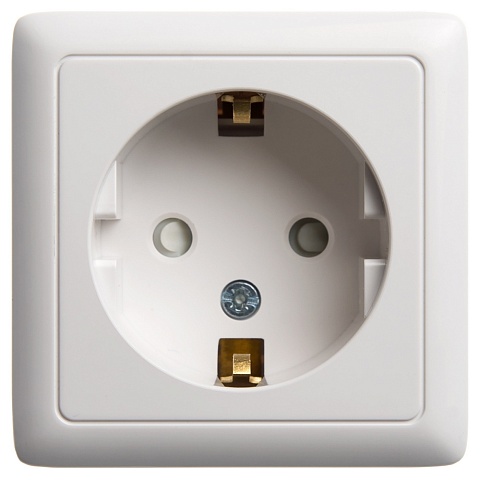 Systeme Electric ХИТ наруж Бел Розетка с/з со шторками, с изолирующей пластиной, 16А, 250В