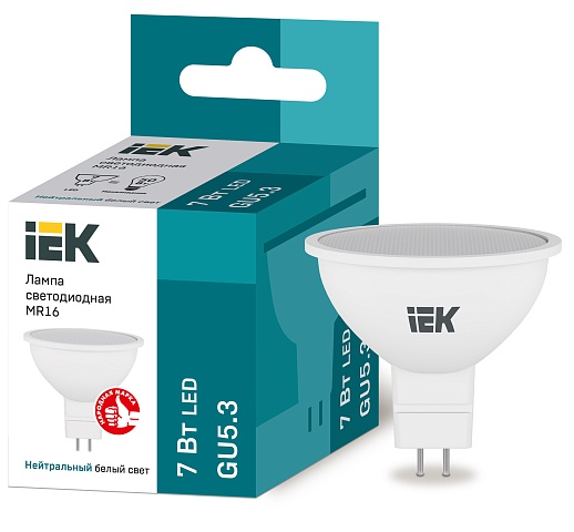IEK Лампа светодиодная ECO MR16 софит 7Вт 230В 4000К GU5.3