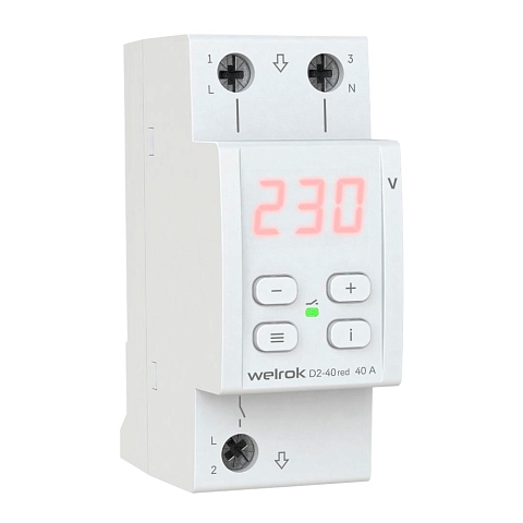 Welrok D2-40 red Реле напряжения 40 А (max 50 A) 8 800 ВА, 3х клеммные