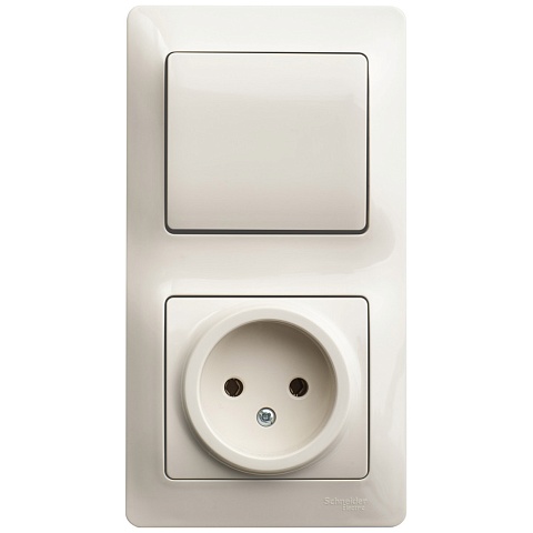 Systeme Electric Glossa Беж Блок: розетка и 1-кл. выключатель