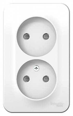 Systeme Electric Blanca наруж Бел Розетка 2-ая б/з со шторками 16А, 250В, изолир. пластина