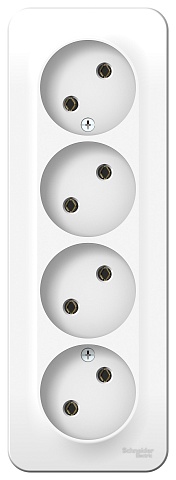 Systeme Electric Blanca наруж Бел Розетка 4-ая б/з без шторок 16А, 250В, изолир. пластина