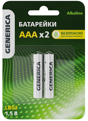 IEK GENERICA Батарейка щелоч. Alkaline LR03/AAA (2шт/блистер)