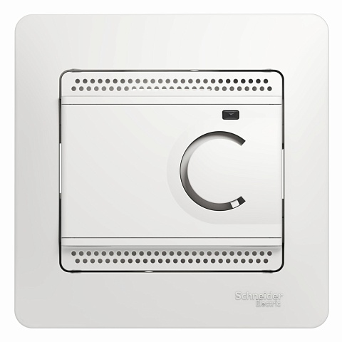 Systeme Electric Glossa Бел Термостат электронный теплого пола с датчиком, 10A (в сборе с рамкой)