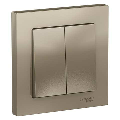 Systeme Electric AtlasDesign Шампань Выключатель 2-клавишный сх.5, 10АХ, в сборе