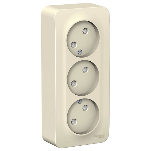 Systeme Electric Blanca наруж Молочная Розетка 3-ая б/з со шторками 16А, 250В, изолир. пластина