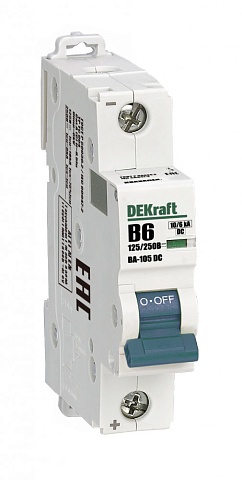 Dekraft Автоматический выключатель 1P 6A х-ка B 250В DC ВА-105