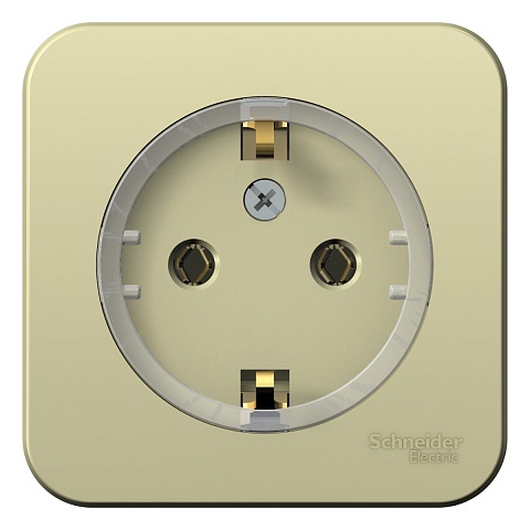 Systeme Electric Blanca наруж Беж Розетка с/з без шторок, (Компакт) изолир. пластина 16А, 250В