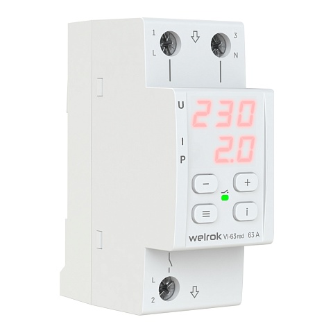 Welrok VI-63 red Реле напряжения 63 А max 80 A 13 900 ВА