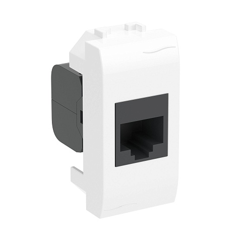 DKC Компьютерная розетка RJ45 кат.5e, Brava, белая, 1 модуль
