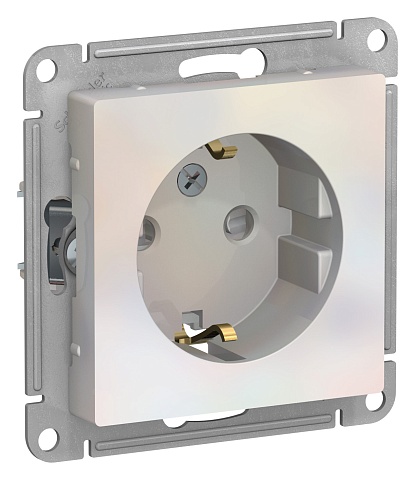 Systeme Electric AtlasDesign Жемчуг Розетка с/з со шторками, 16А, механизм