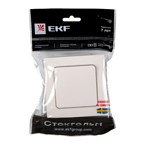 EKF PROxima Стокгольм Белый Выключатель 1-кл, 10А