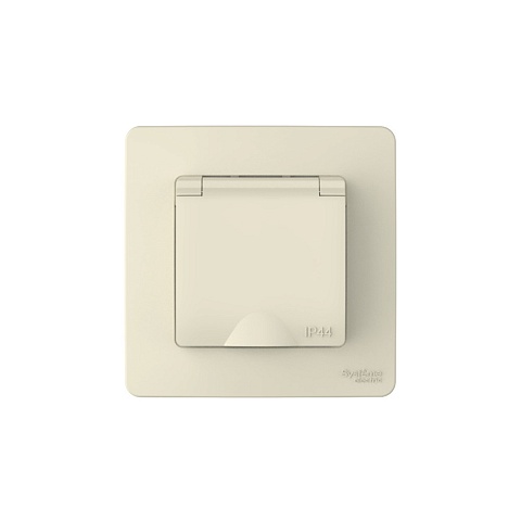 Systeme Electric Blanca внутр Молочный Розетка с/з IP44 со шторками, с крышкой, 16А, 250В