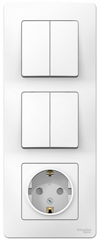 Systeme Electric Blanca внутр Бел Блок: Розетка з/к шт 16А, 250В+выкл 2кл.+выкл 2кл.