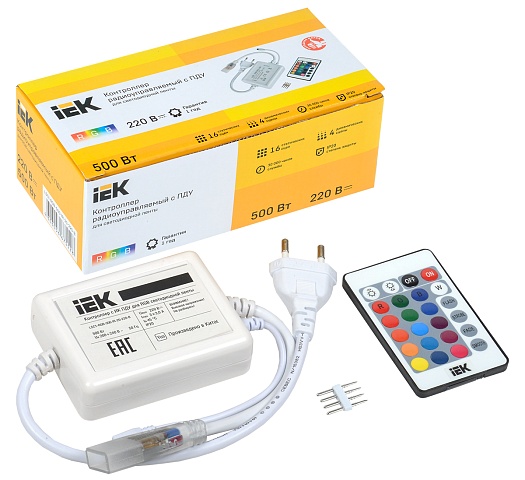 IEK Контроллер с ПДУ ИК RGB 3 канала 220В 3А 500Вт