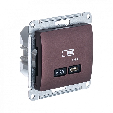 Systeme Electric Glossa Баклажановый USB Розетка тип-C 65W высокоскор.заряд. QC, PD, мех.