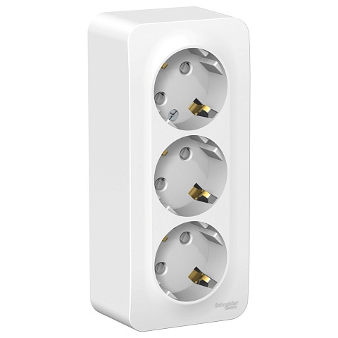 Systeme Electric Blanca наруж Бел Розетка 3-ая с/з со шторками 16А, 250В, изолир. пластина
