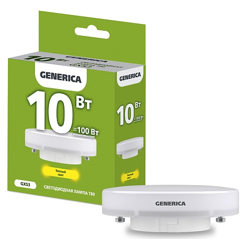 IEK GENERICA Лампа LED T80 таблетка 10Вт 230В 3000К GX53