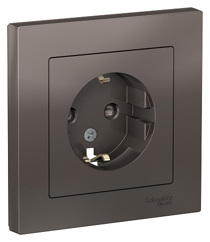 Systeme Electric AtlasDesign Мокко Розетка с/з со шторками, 16А, в сборе