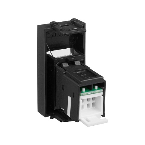 DKC Компьютерная розетка RJ-45 модульная, кат.6, "Avanti", "Черный матовый", 1 модуль