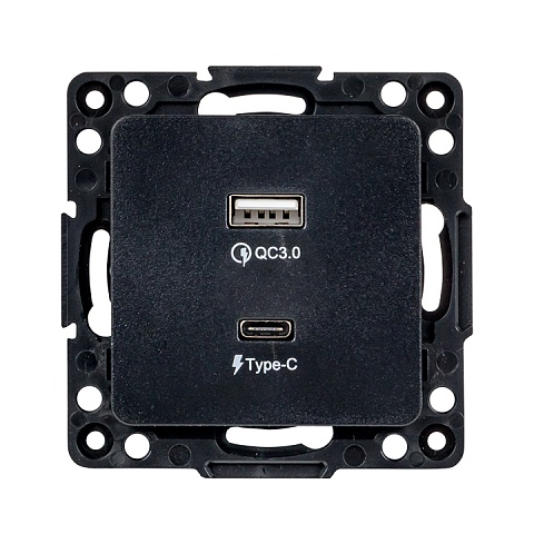 EKF PROxima Стокгольм Черный Розетка с 2USB type A+C