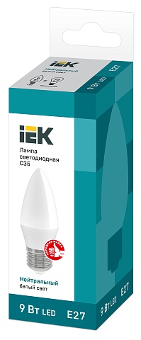 IEK Лампа светодиодная ECO C35 свеча 9Вт 230В 4000К E27