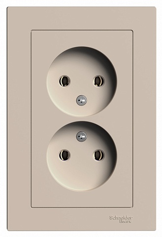 Systeme Electric AtlasDesign Песочный Розетка двойная б/з,16А, в сборе