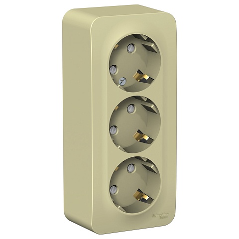 Systeme Electric Blanca наруж Беж Розетка 3-ая с/з со шторками, изолир. пластина 16А, 250В