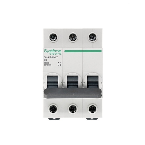 Systeme Electric City9 Set Автоматический выключатель (АВ) С 6А 3P 4.5kA 400В