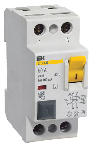 IEK KARAT Выключатель дифференциальный ВД1-63S 2Р 80А 300мА