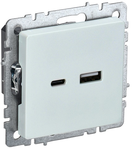 IEK BRITE BASE Жемчуг Розетка USB A+C 18Вт РЮ11-1-БрЖ
