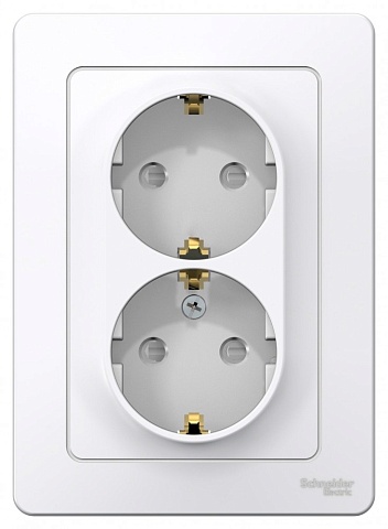 Systeme Electric Blanca внутр Бел Розетка 2-ая с/з со шторками, 16А, 250В
