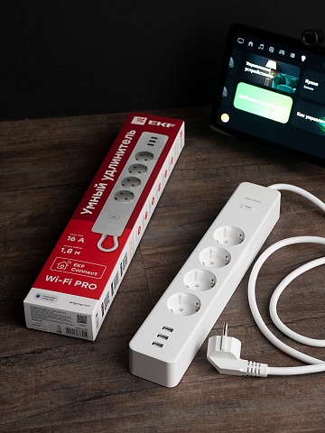 EKF PROxima Умный удлинитель Connect PRO Wi-Fi c USB