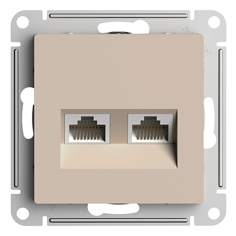 Systeme Electric AtlasDesign Песочный Розетка двойная компьютерная RJ45+RJ45, кат.5E, механизм
