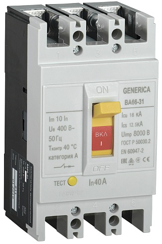 IEK GENERICA Выкл. авт. ВА66-31 3Р 40А 18кА