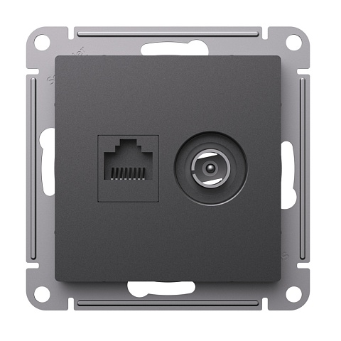 Systeme Electric AtlasDesign Базальт Розетка двойная ТВ + компьютерная RJ45, кат. 5Е