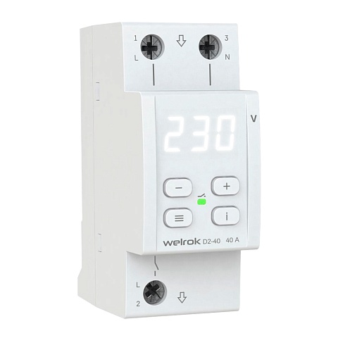 Welrok D2-40 Реле напряжения 40 А (max 50 A) 8 800 ВА, 3х клеммные
