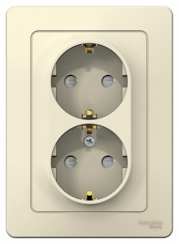 Systeme Electric Blanca внутр Молочная Розетка 2-ая с/з со шторками, 16А, 250В