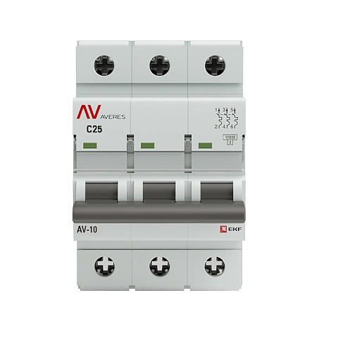EKF Averes AV-10 Автоматический выключатель  (С) 3P 25А 10kA