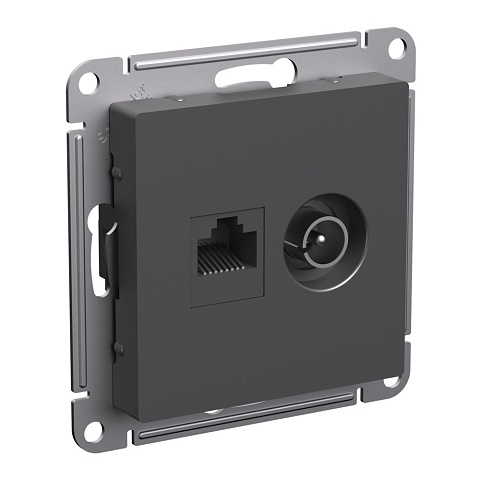 Systeme Electric AtlasDesign Базальт Розетка двойная ТВ + компьютерная RJ45, кат. 5Е