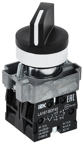 IEK Переключатель LA167-BDF45 2 полож. 1NO+1NC черный